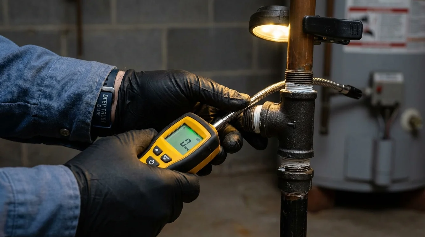 Gas leak detection with electronic sniffer by Johns Plumbing LLC in Vieques